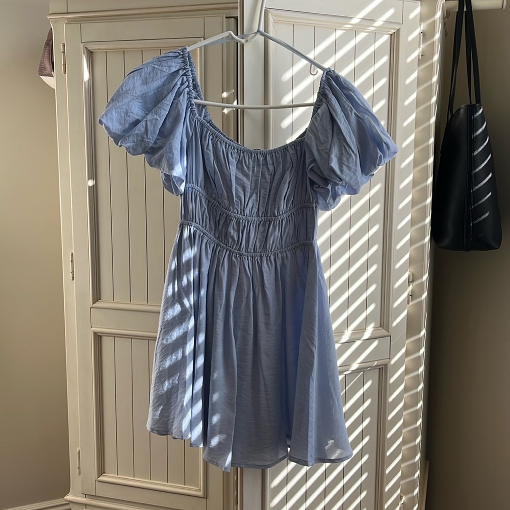 Light blue flowy mini dress